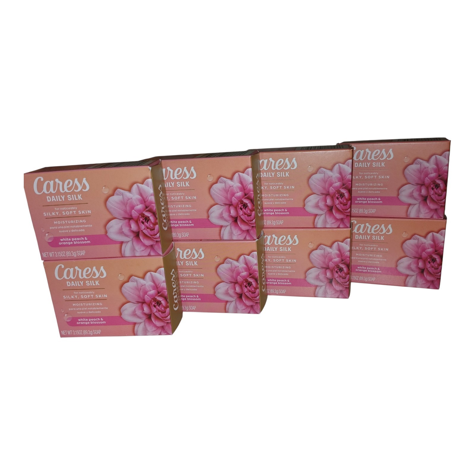 Case of Caress 8 pk Daily Silk Bar Soap White Peach and Orange Blossom