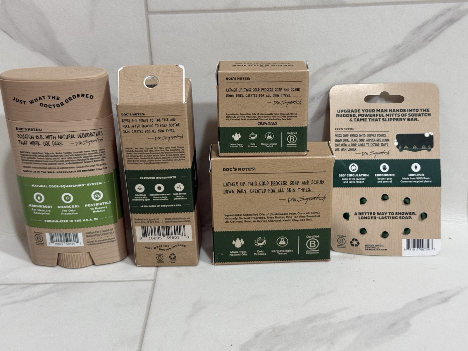 5x Dr. Squatch Pine Tar Bars, Shoothing Post Shave Gripper Alpine SAGE Deodorant