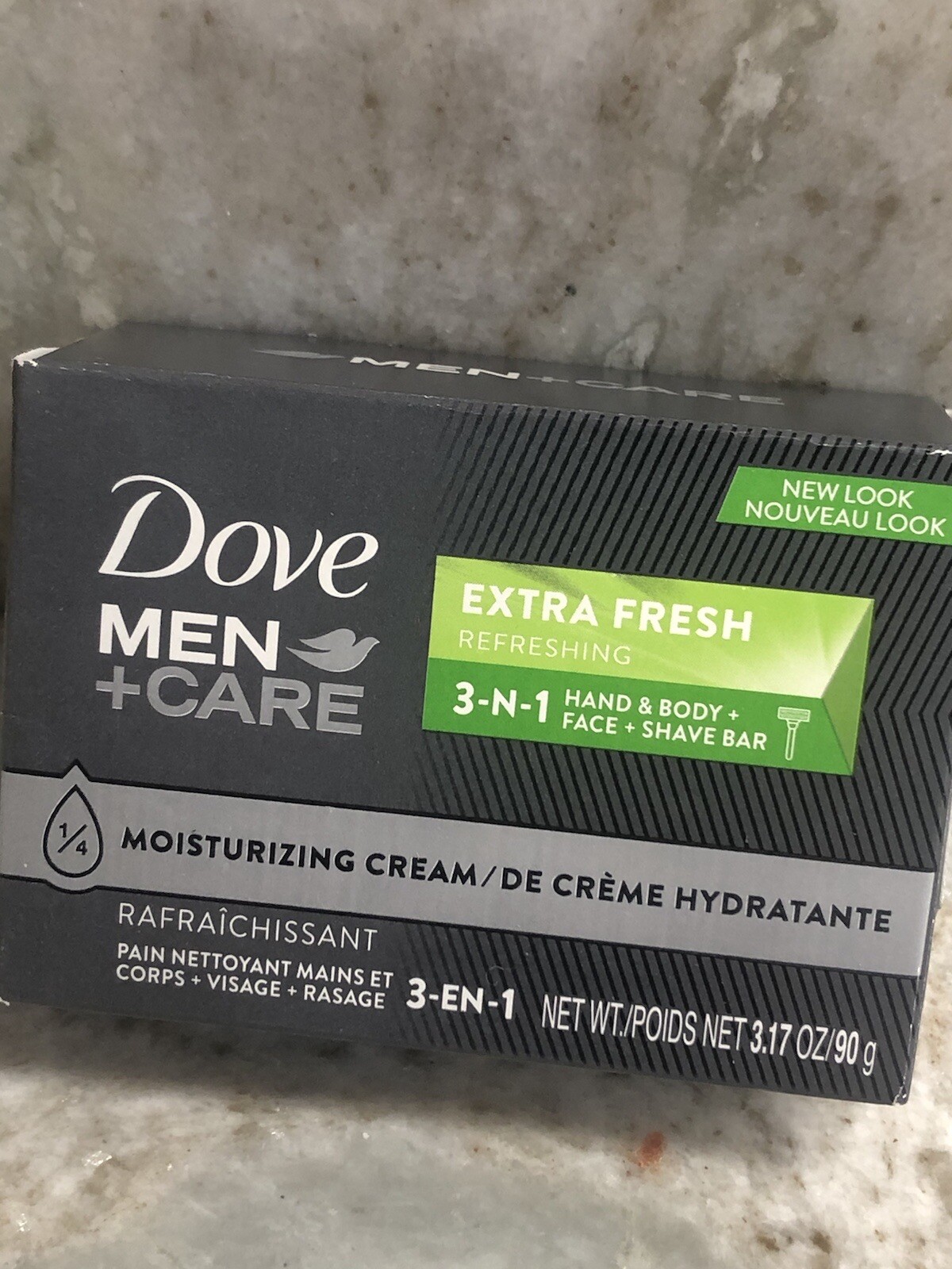 Dove-Men+Care Extra Fresh 1/4 Moisturizing Cream Body+Face Bar. 2.6oz/75gm.