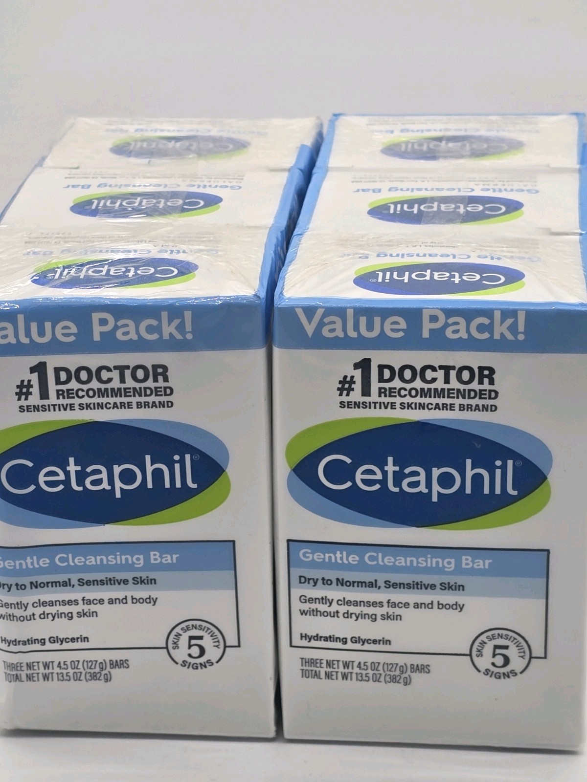 2x VALUE PK Cetaphil GENTLE CLEANSING BAR 4.5oz Dry Sensitive Skin = 6 bars