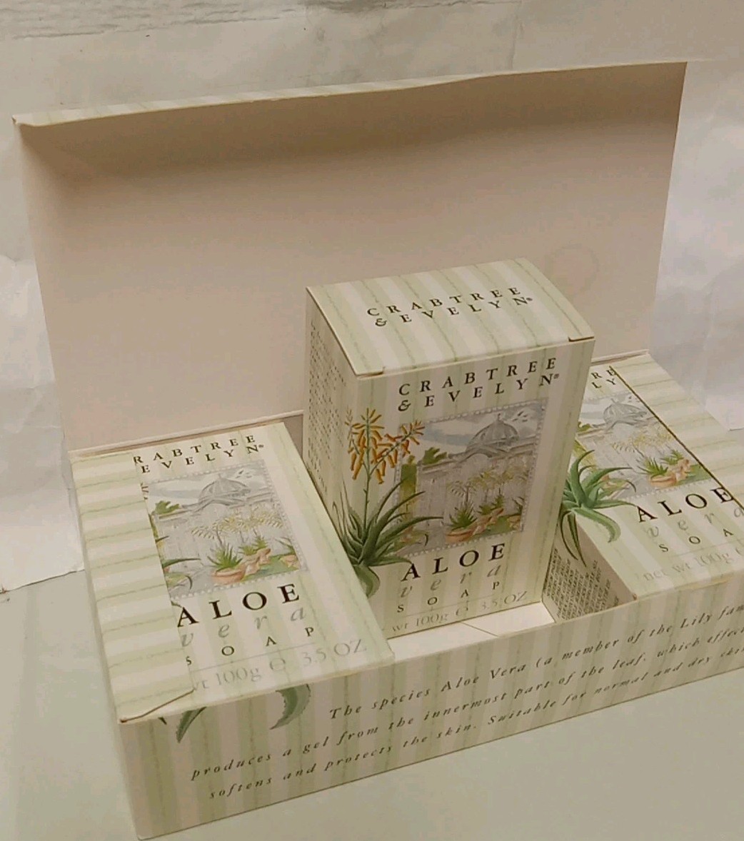 Crabtree Evelyn Aloe Vera Soap Boxed Set Of 3 100g Bars New Discontinued 1987