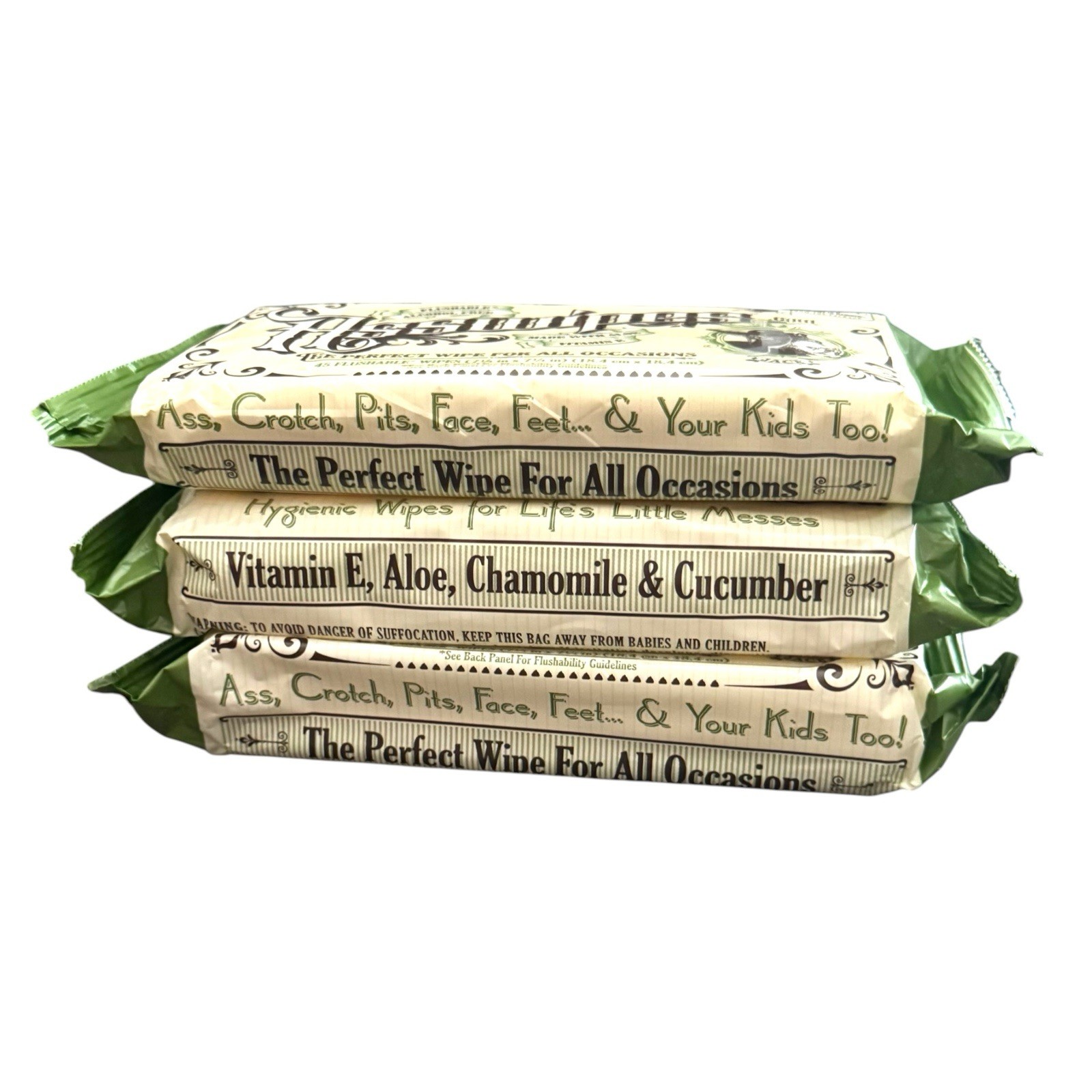 Asswipes Flushable Wipes 45ct (3 PACKS) Personal Cleansing Butt Buttwipes Adults