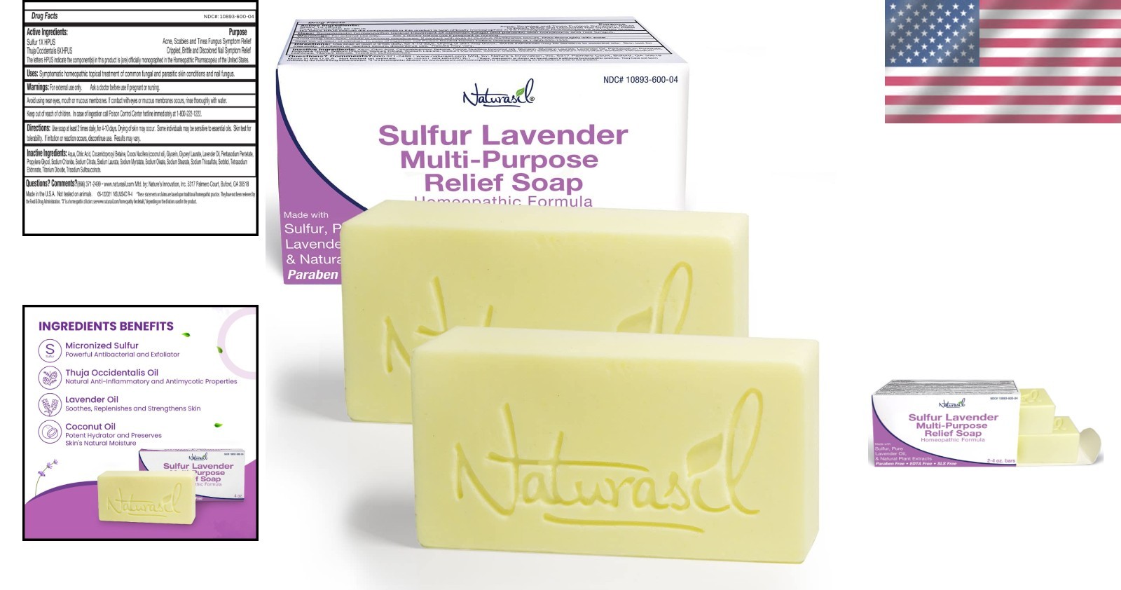 10% Sulfur Lavender Soap – Natural Acne Relief Bars for Face & Body (Pack of 2)