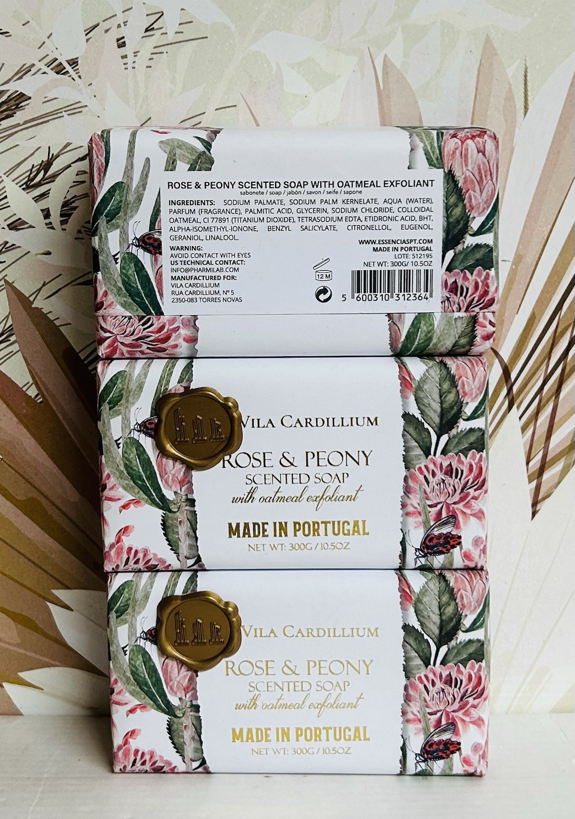 3-Pack Vila Cardillium ~ Rose & Peony Exfoliating Bar Soap 10.5 Aoz Each
