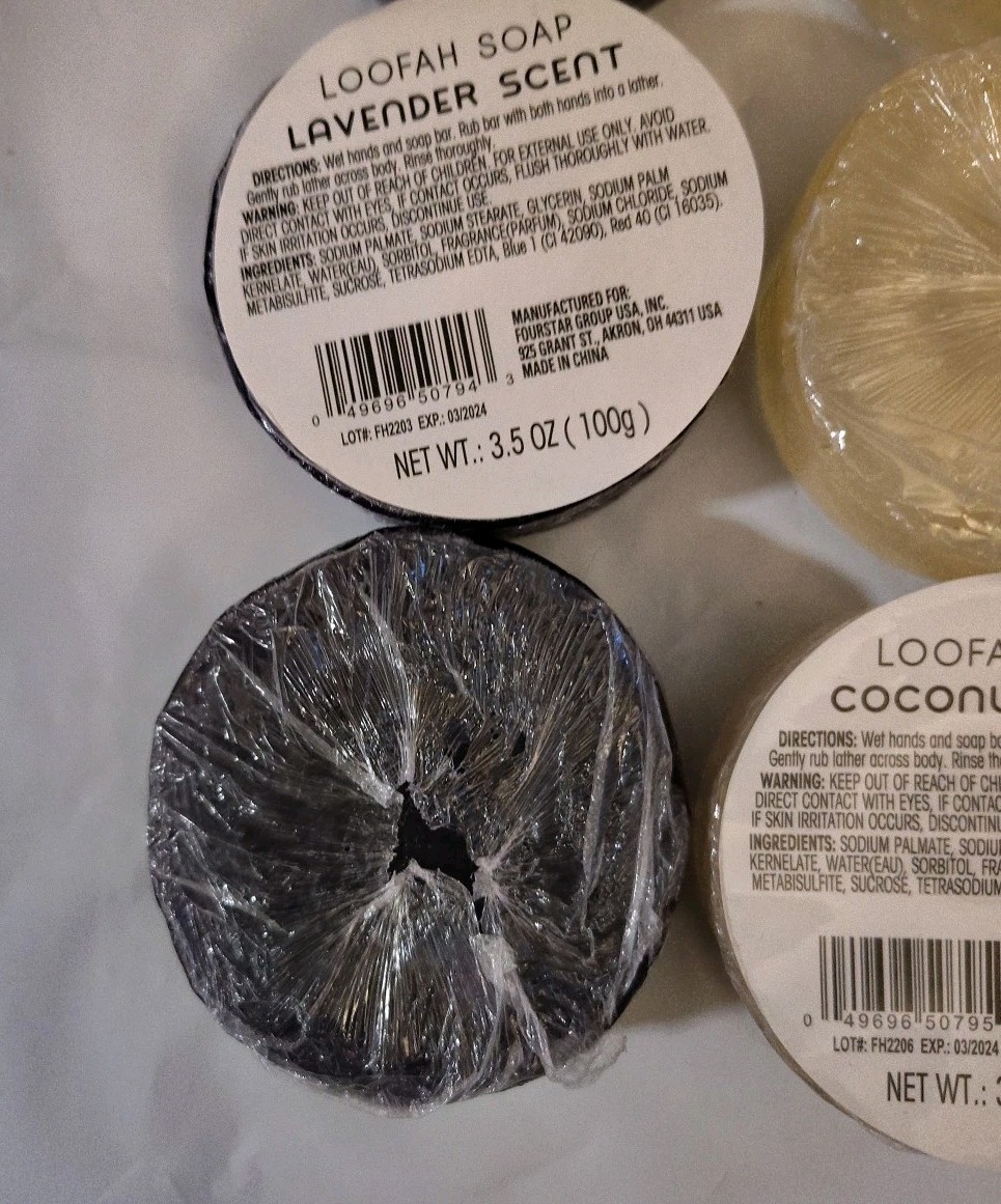 6x Loofah Soap Bars Lavender & Coconut Relaxing Soothing Exfoliating 3.5 oz