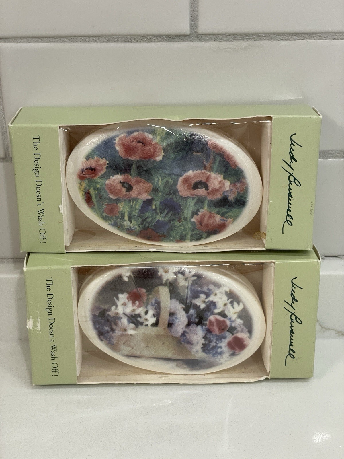 Judy Buswell Decorative Bar Soap Lot x 2 Floral Rose Scented Cottage 3 oz Art