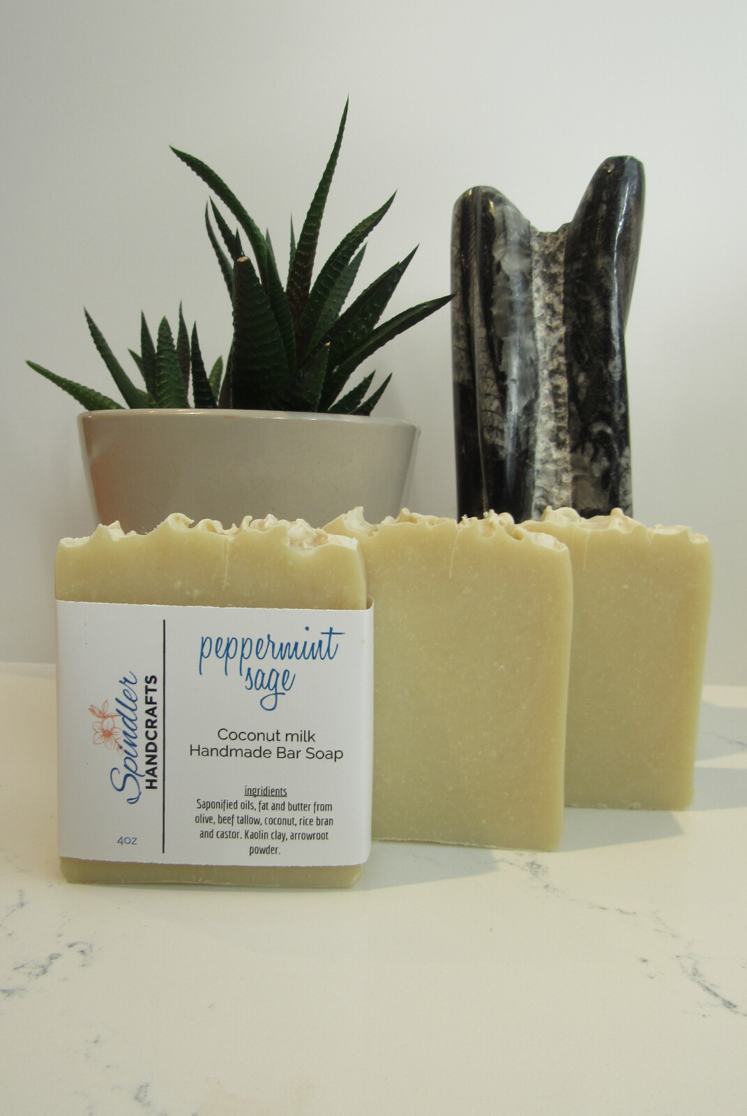 PEPPERMINT SAGE – Moisturizing Beef Tallow Handmade – Homemade Bar Soap wt. 4oz