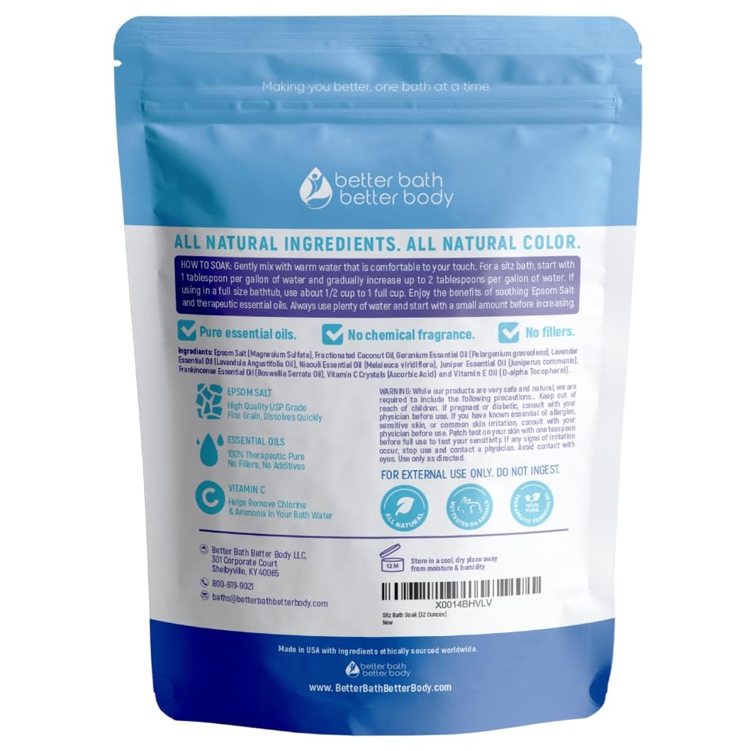 Sitz Bath Soak 2-Lbs Sitz Salt Epsom Salt Hemorrhoid Soothing with Pure Essen…