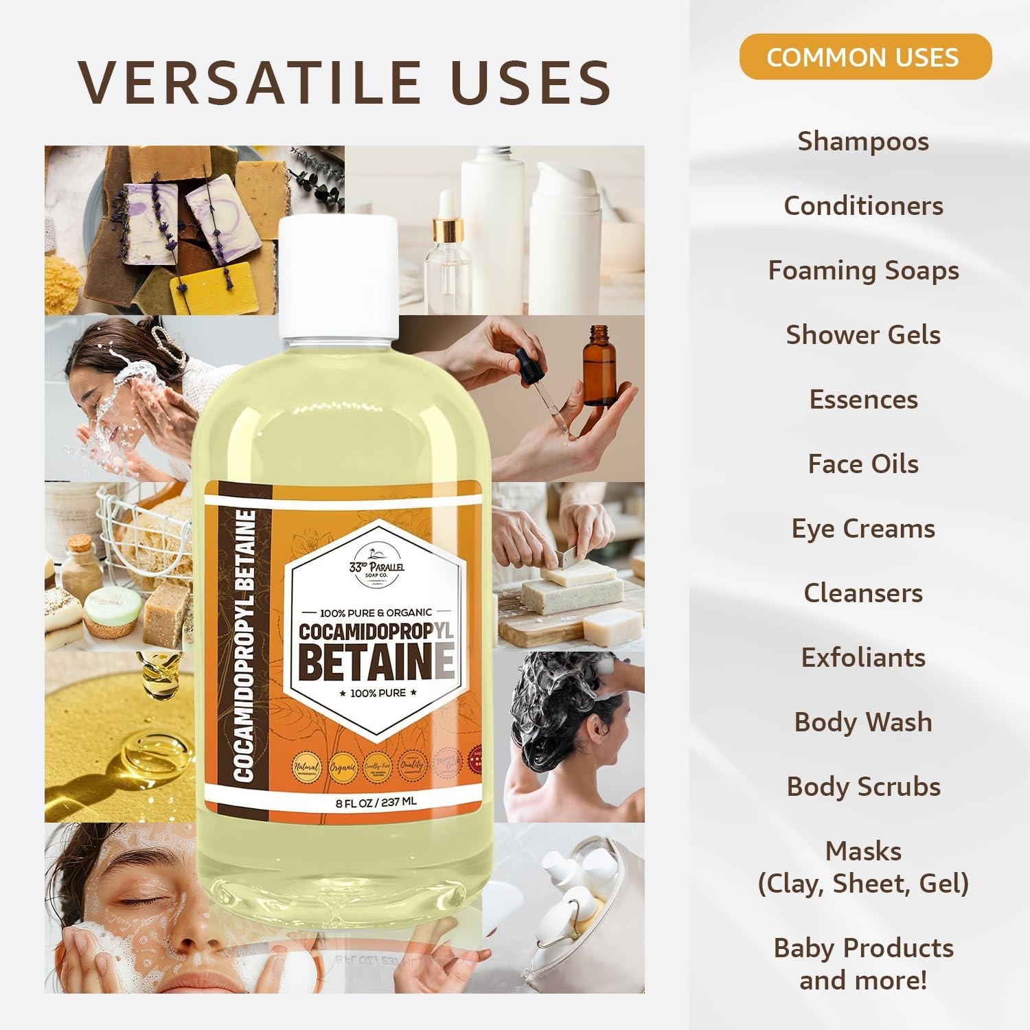 Cocamidopropyl Betaine (32Oz) Natural Surfactant | Premium Coco Betaine Liquid,