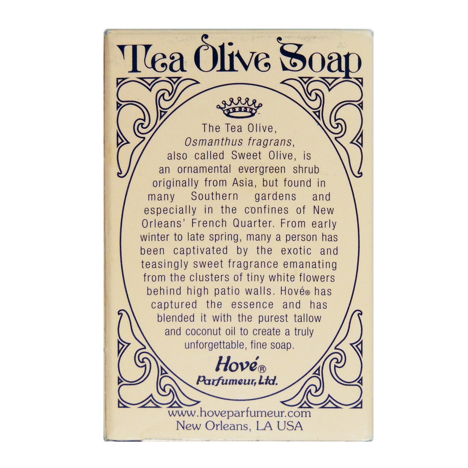 Vintage Hove Tea Olive Oil Bar Soap 4oz Women New Orleans Louisiana Discontinued