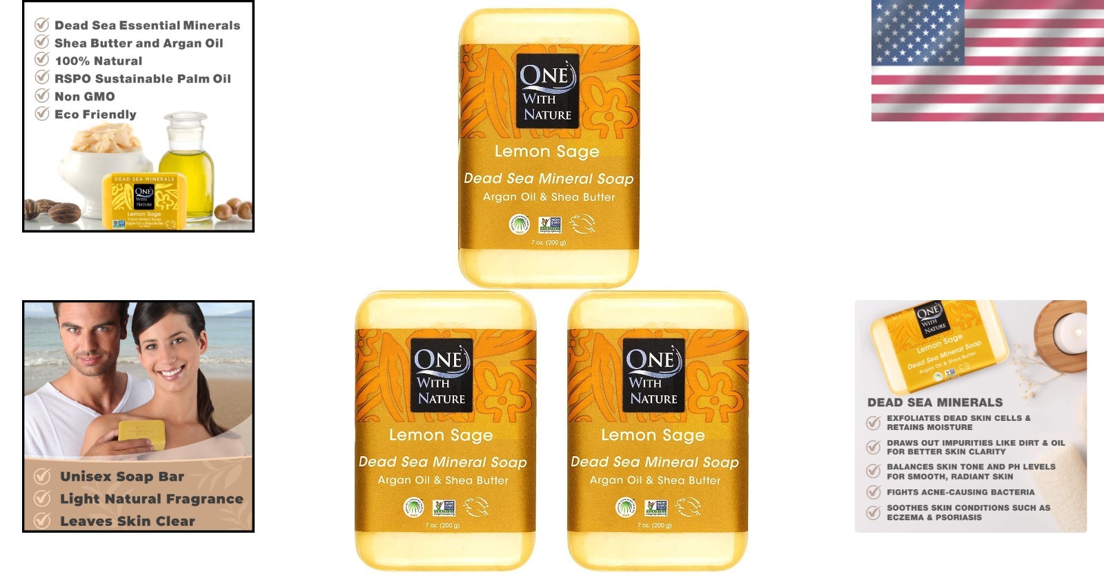 Dead Sea Salt Lemon Sage Soap 7oz 3-Pack – Luxurious Exfoliating Bars for All…