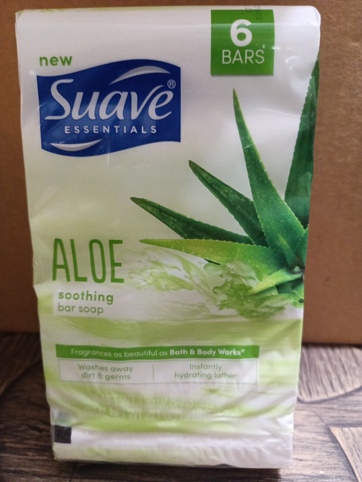 6 Bars Suave Essentials Aloe Soothing Bar Soap – 3.35 Oz Bars NEW