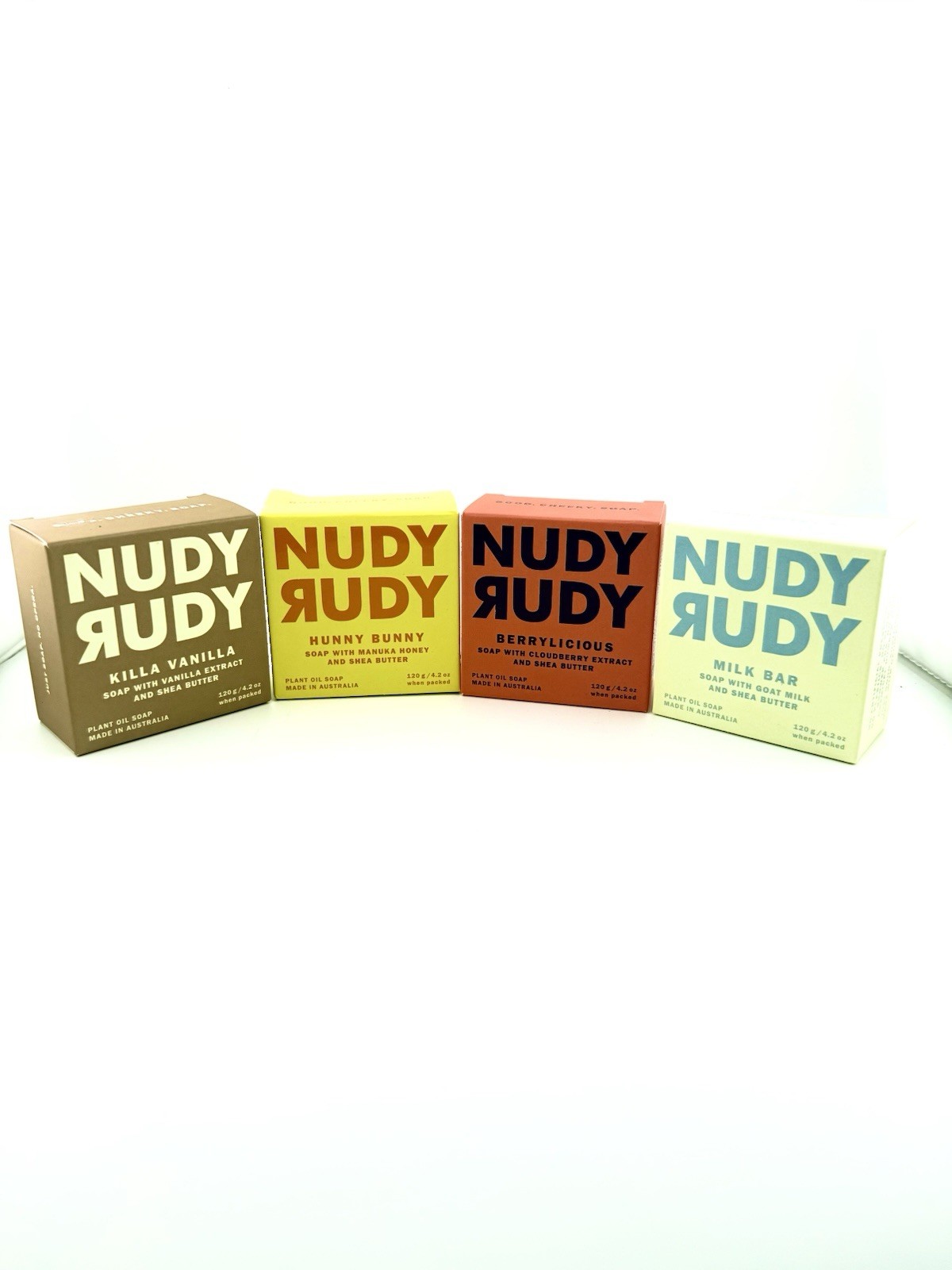 Nudy Rudy Shea Butter Soap Set (Hunny Bunny, Killa Vanilla, Milk, Berrylicious)
