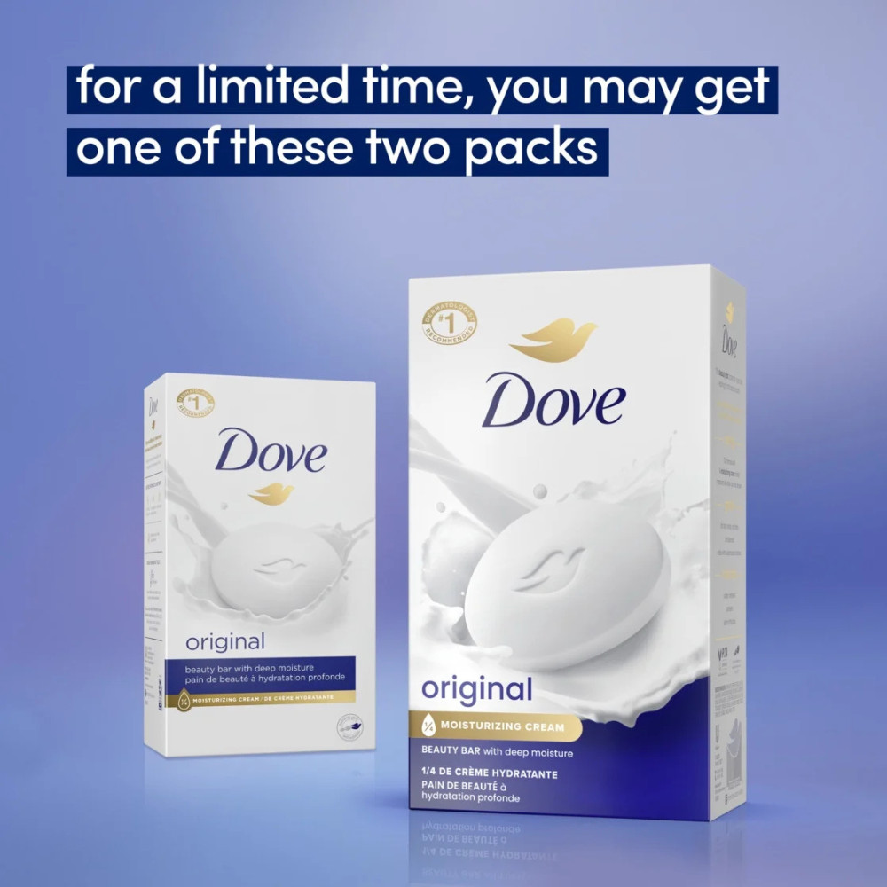 Dove Beauty Bar Women’s Bath Soap Original, 3.75 oz, 12 Bars, Phthalate-Free