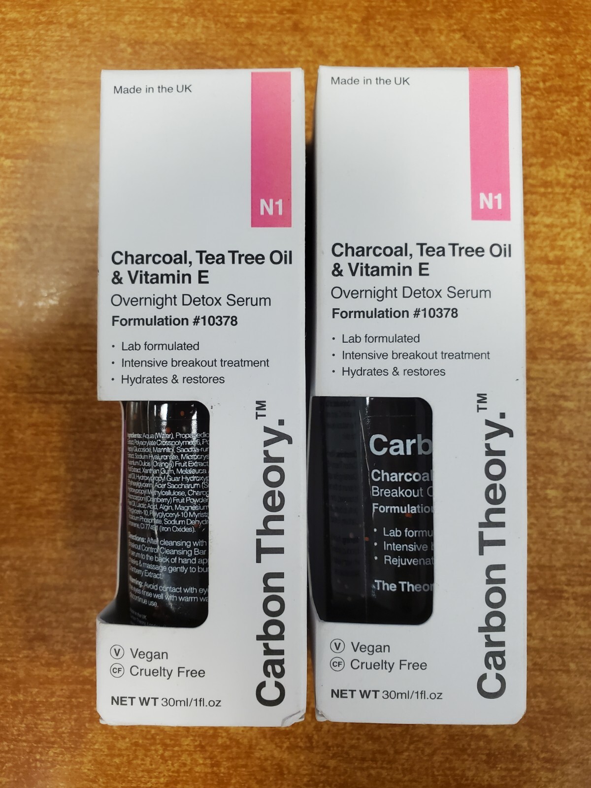 2 Pk: Carbon Theory Charcoal Tea Tree Oil/Vitamin E Overnight Serum 1oz ea E11C