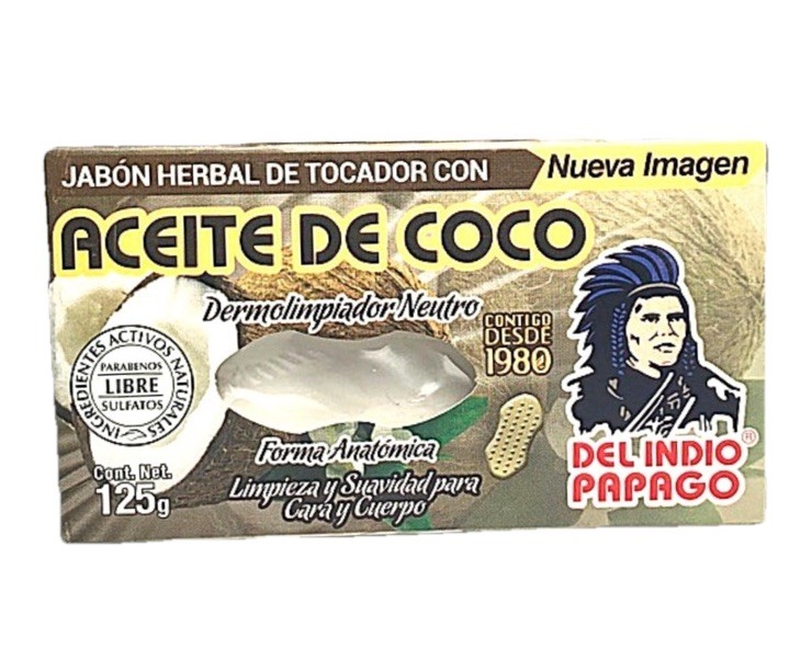 5 Pack Jabón Aceite De Coco Indio Pápago de 125g C/u Hecho En México