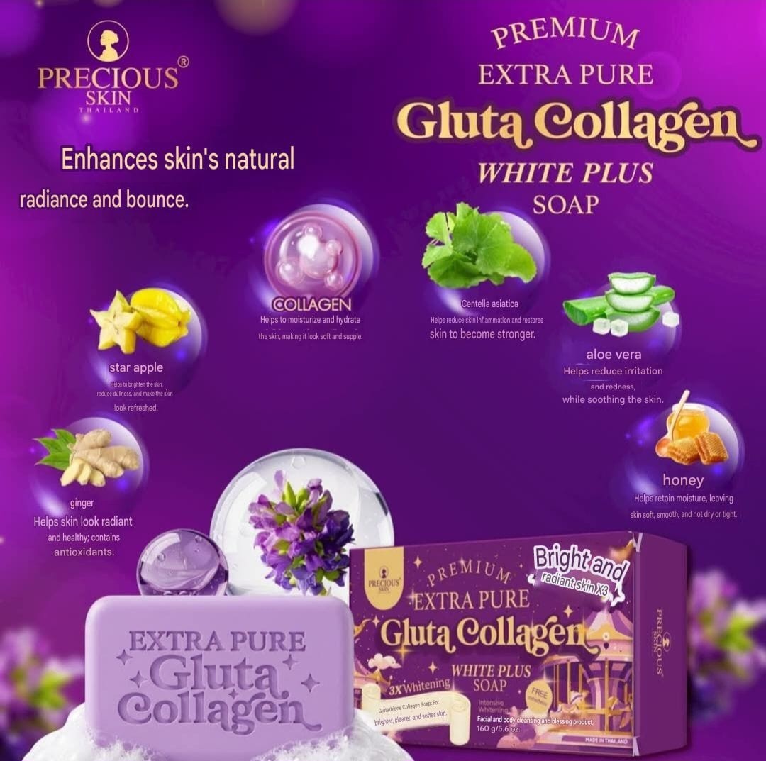 Precious Skin Extra Pure Gluta Collagen White Plus Face&Body Soap 160g👌💯, 1pc