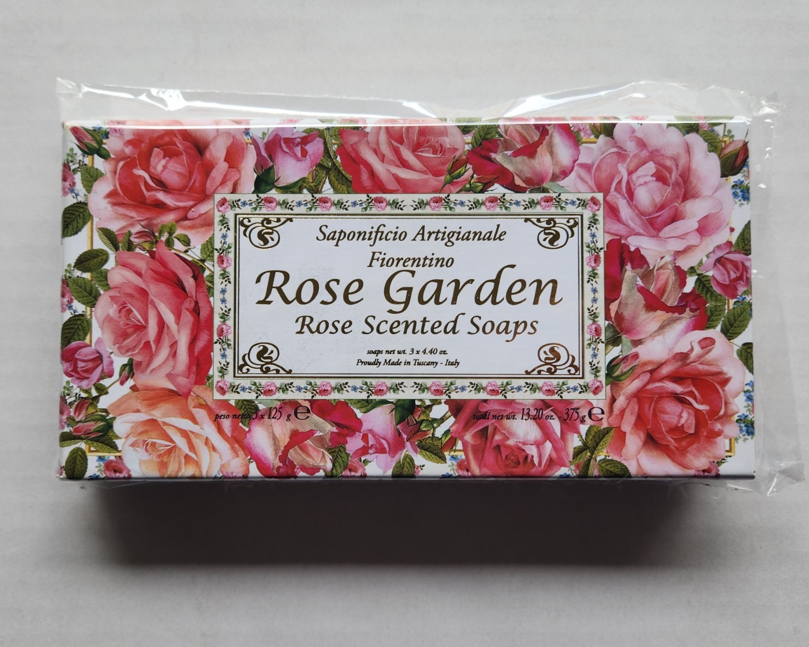 Saponificio Artigianale Fiorentino – Rose Garden Rose Scented Soaps -3 x 4.40 oz