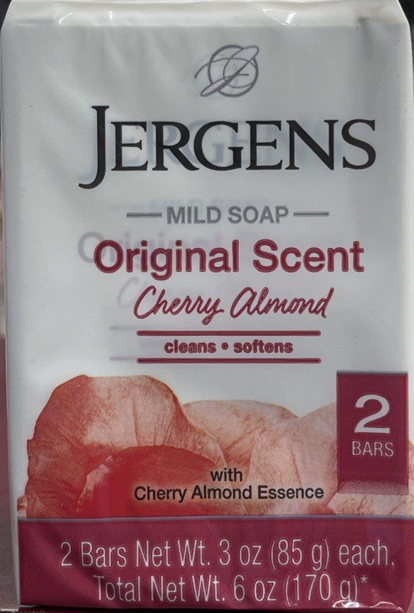 Jergens Mild Bar Soap Cherry Almond Original Scent, 6 Pack 12 Bars 3 Oz Each Bar
