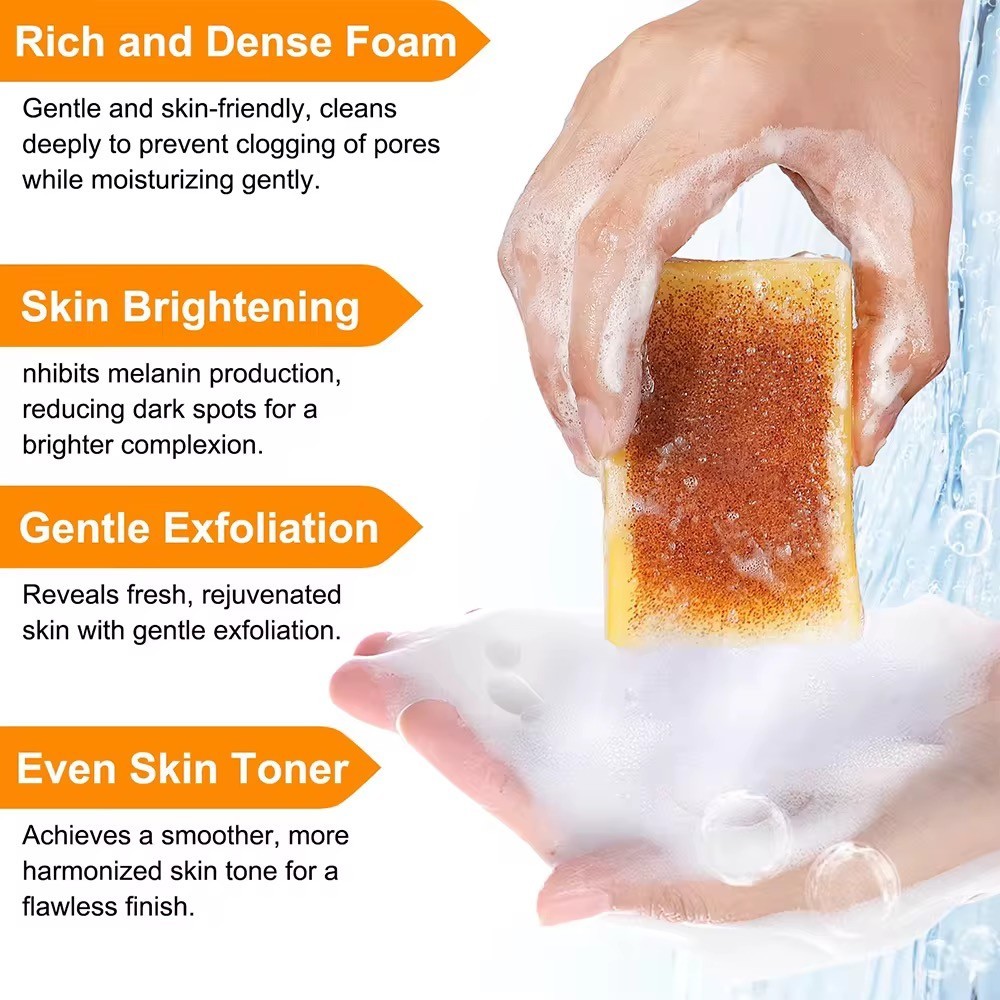 Lemon Turmeric Kojic Acid Bar Soap Deep Exfoliating Skin Whitening