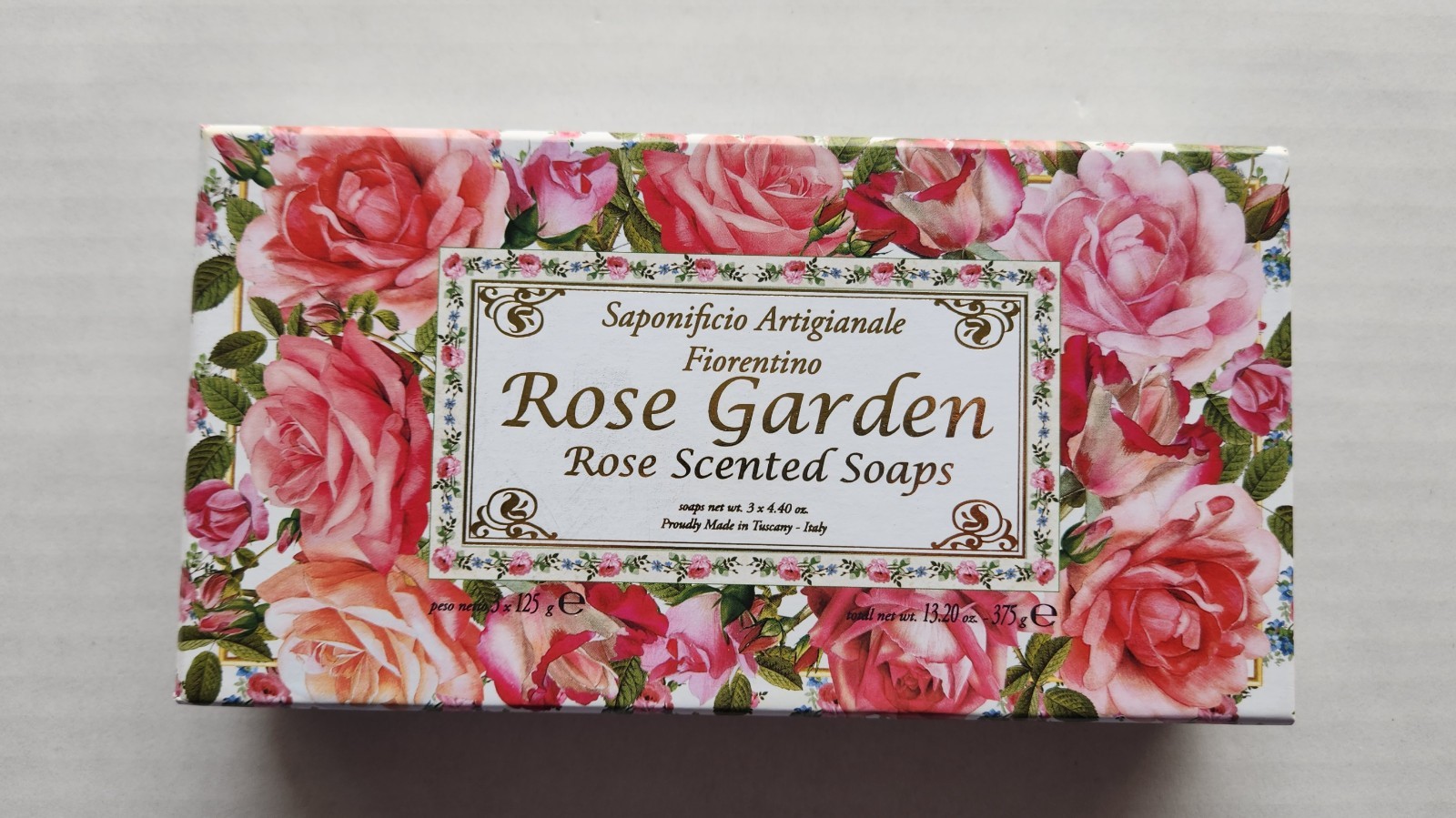 Saponificio Artigianale Fiorentino – Rose Garden Rose Scented Soaps -3 x 4.40 oz