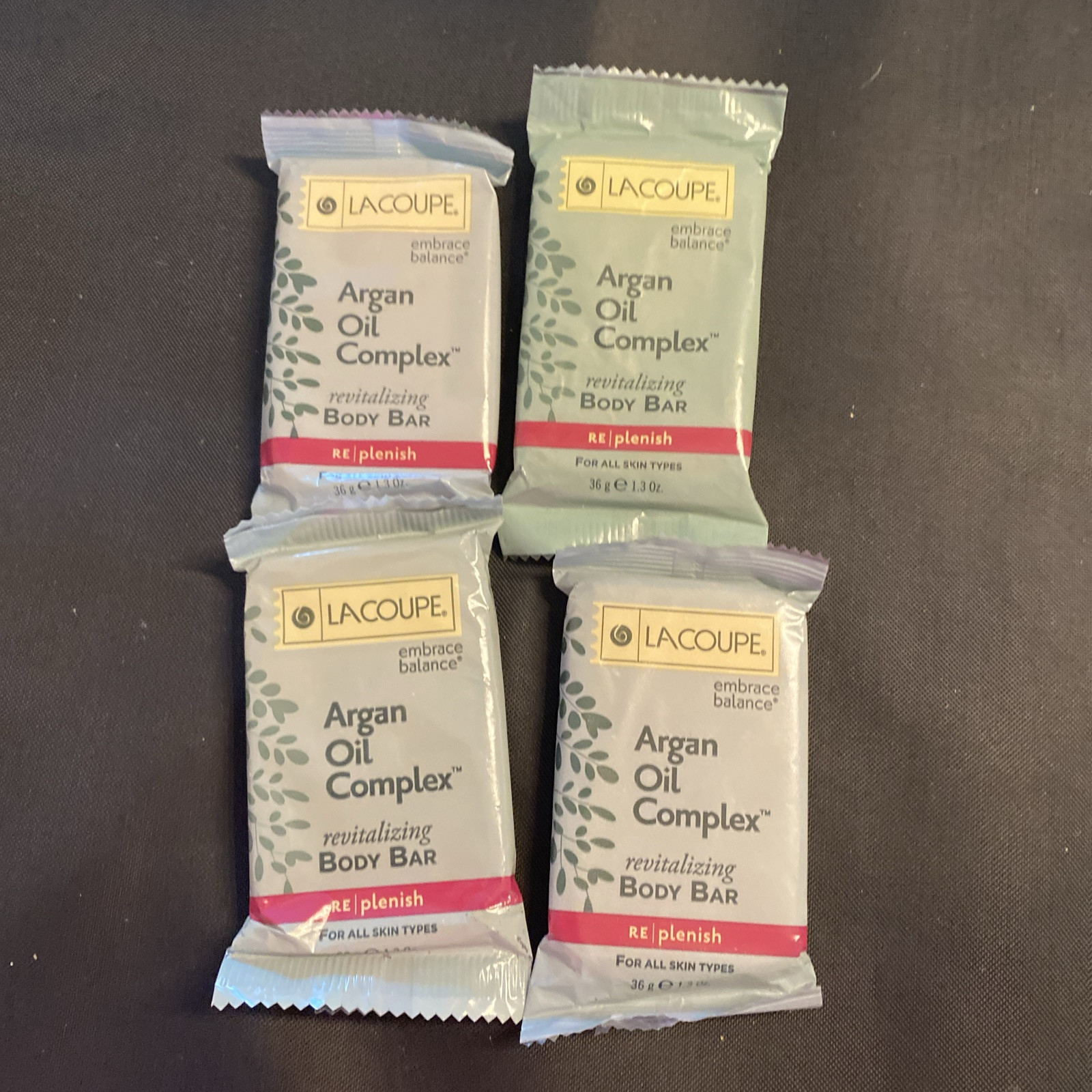 LaCoupe Embrace Balance Argan Oil Complex Facial Bars (4) .6 oz & (1) 1.3 oz