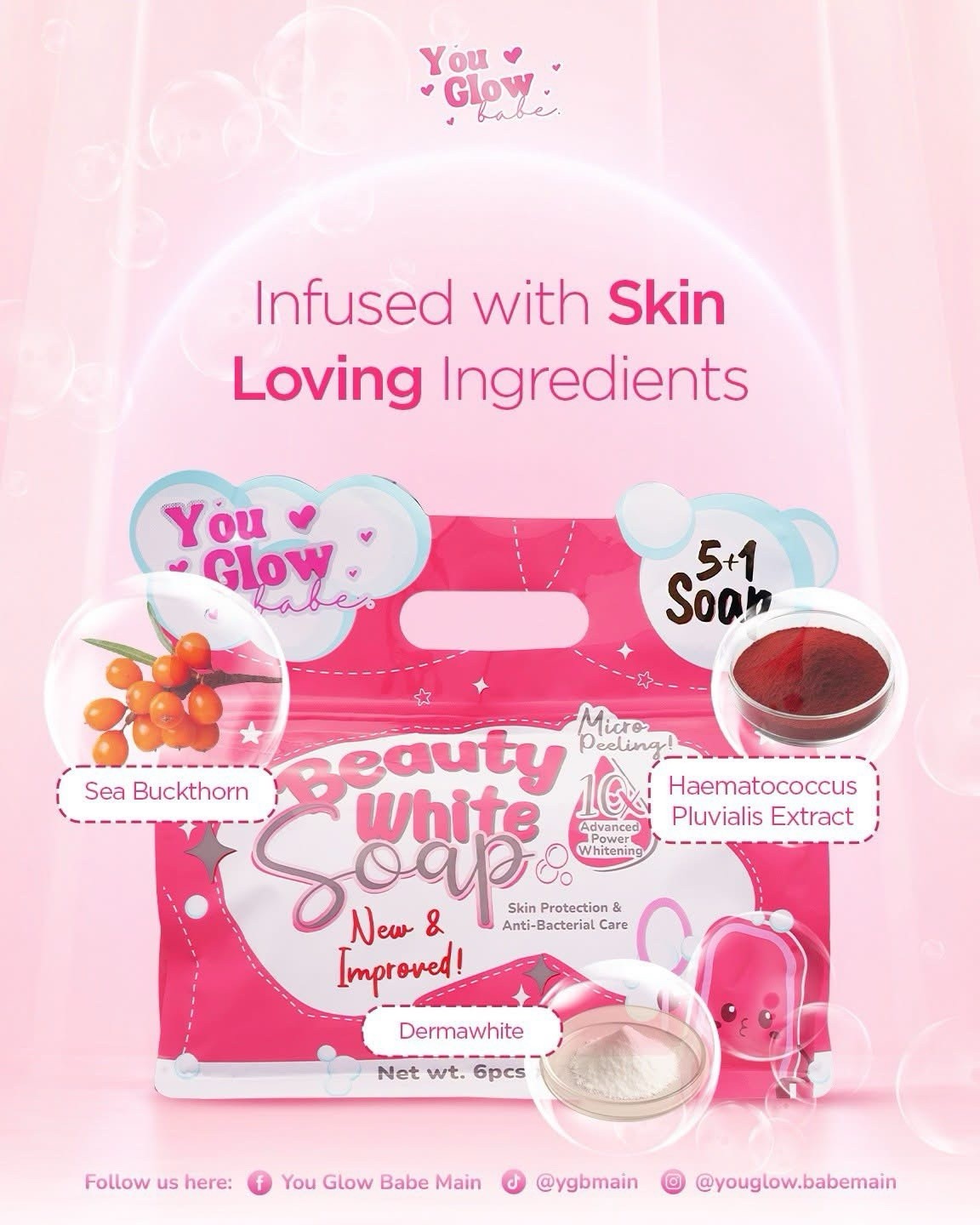 Beauty White Soap By You Glow Babe, 5 Bars X 70g