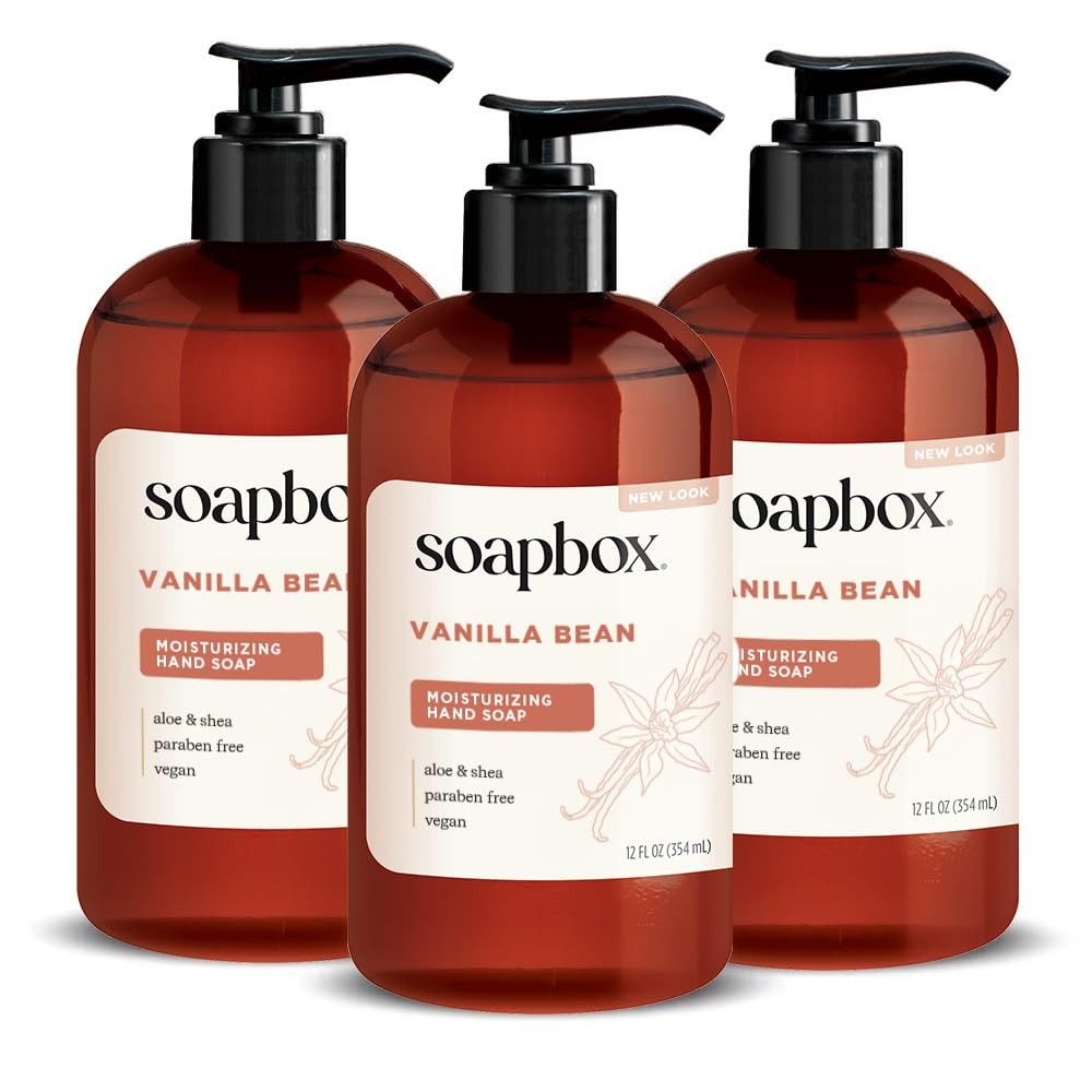 Soapbox Vanilla Bean Liquid Hand Soap, 12 Ounce (Pack of 3),