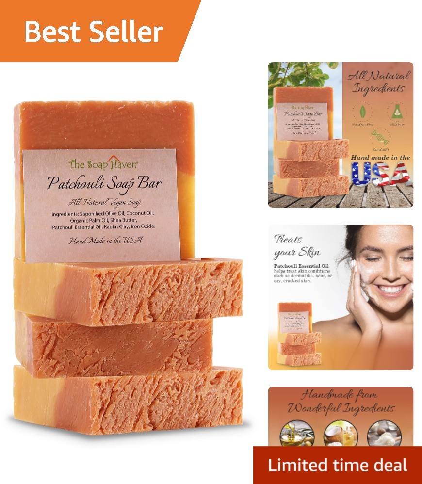 Patchouli Soap Bar Set – 4 Large 4.5oz Organic Bars for Luxurious Cleansing