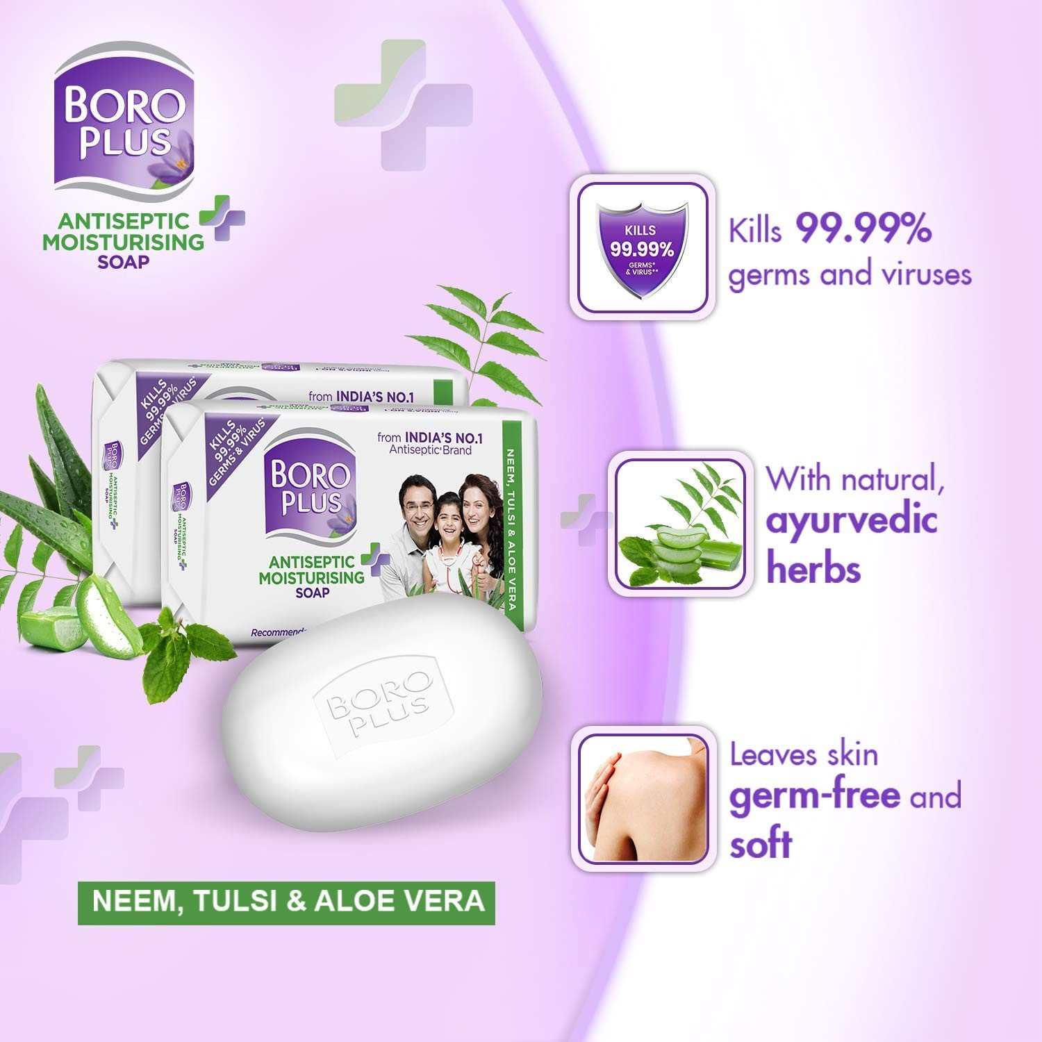 Antiseptic & Moisturising Bathing Soap 99% Germ And Virus Protection (Pack of 6)