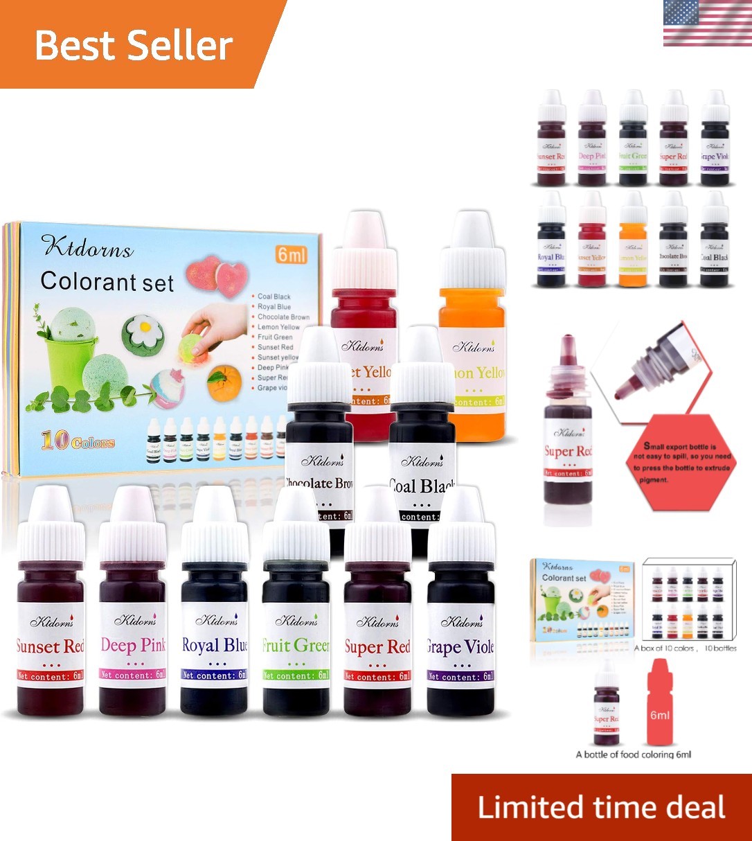 Complete Soap Dye Collection – 10 Rich Liquid Colors in Convenient Bottles