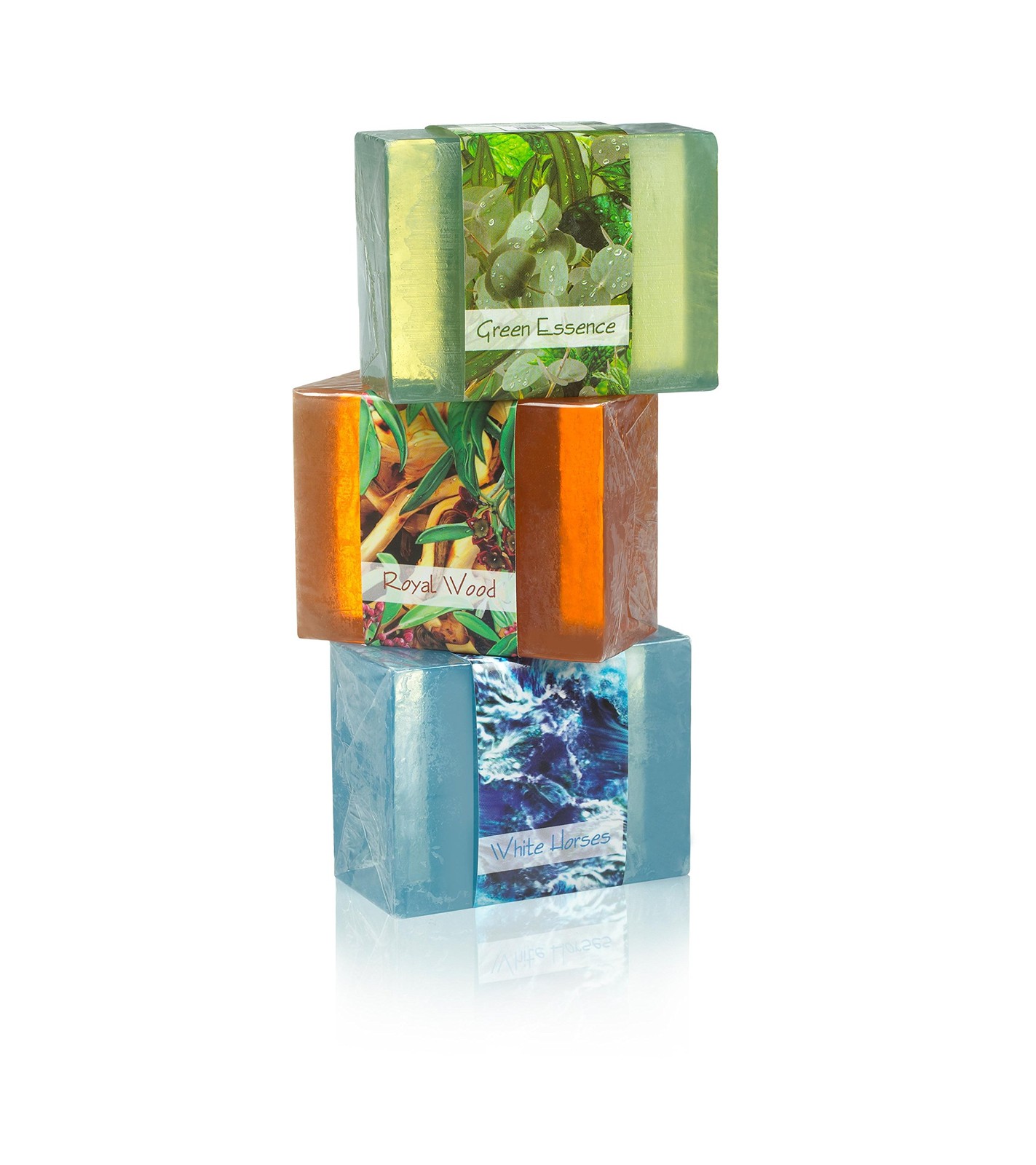 Elements Glycerin Bar Soap Set of 3 | Green Essence, Royal Wood & White Horse…