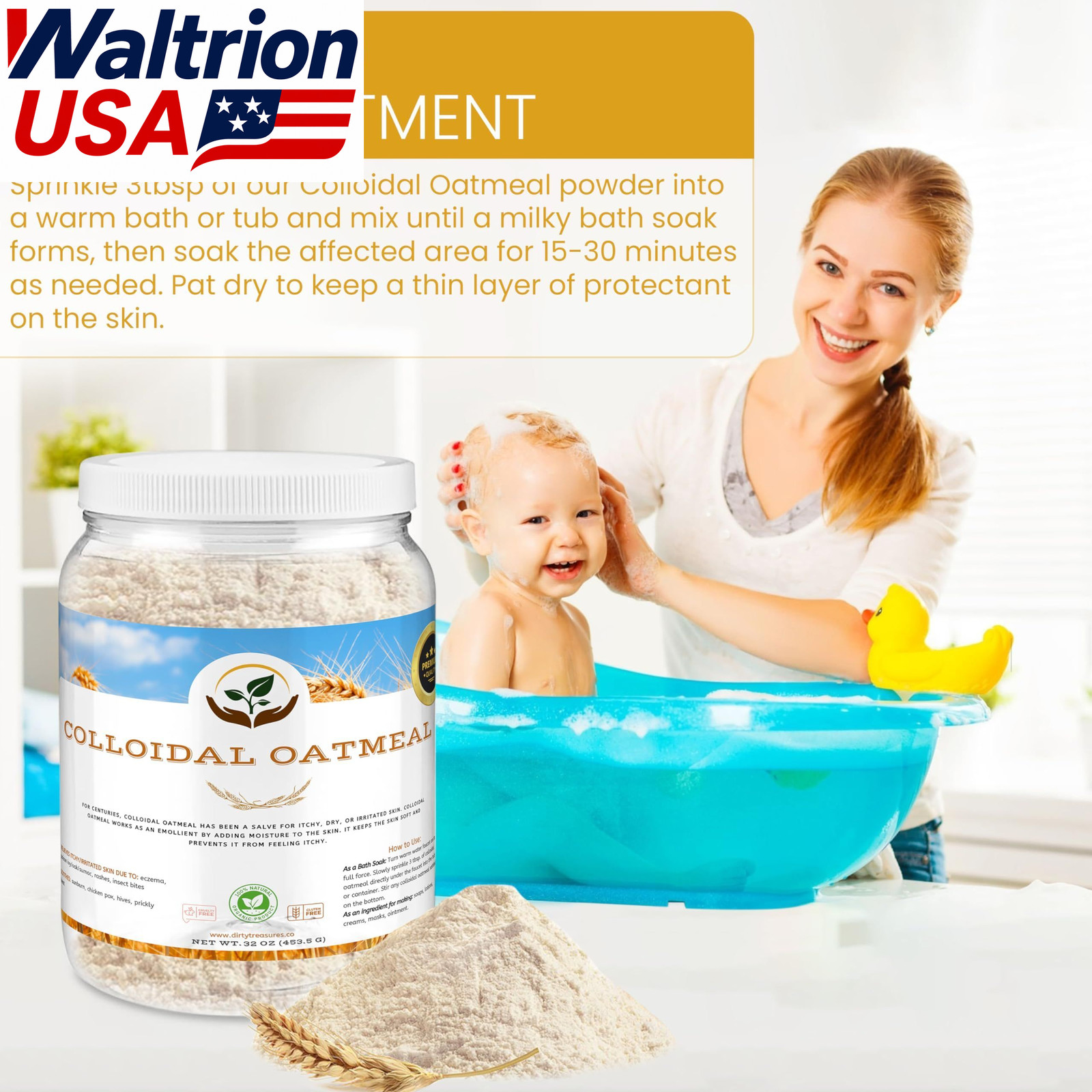 Colloidal Oatmeal Bath Eczema Itchy Skin Relief 100% Natural 2 lb
