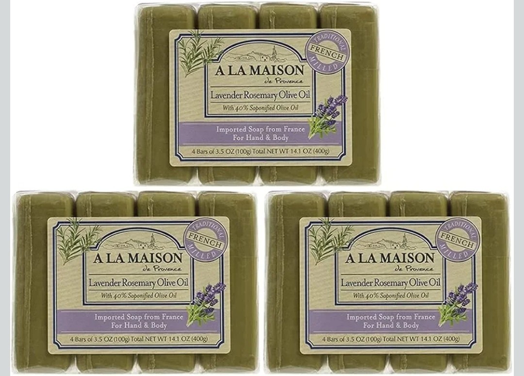 Hand & Body Bar Soap, Lavender Flowers, 4 Bars, 3.5 oz (100 g) Each Lot of 3 Pks