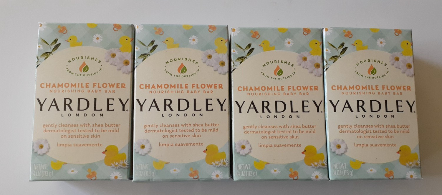 YARDLEY LONDON CHAMOMILE FLOWER NOURISHING BABY BAR OF SOAP LOT OF 4 NEW