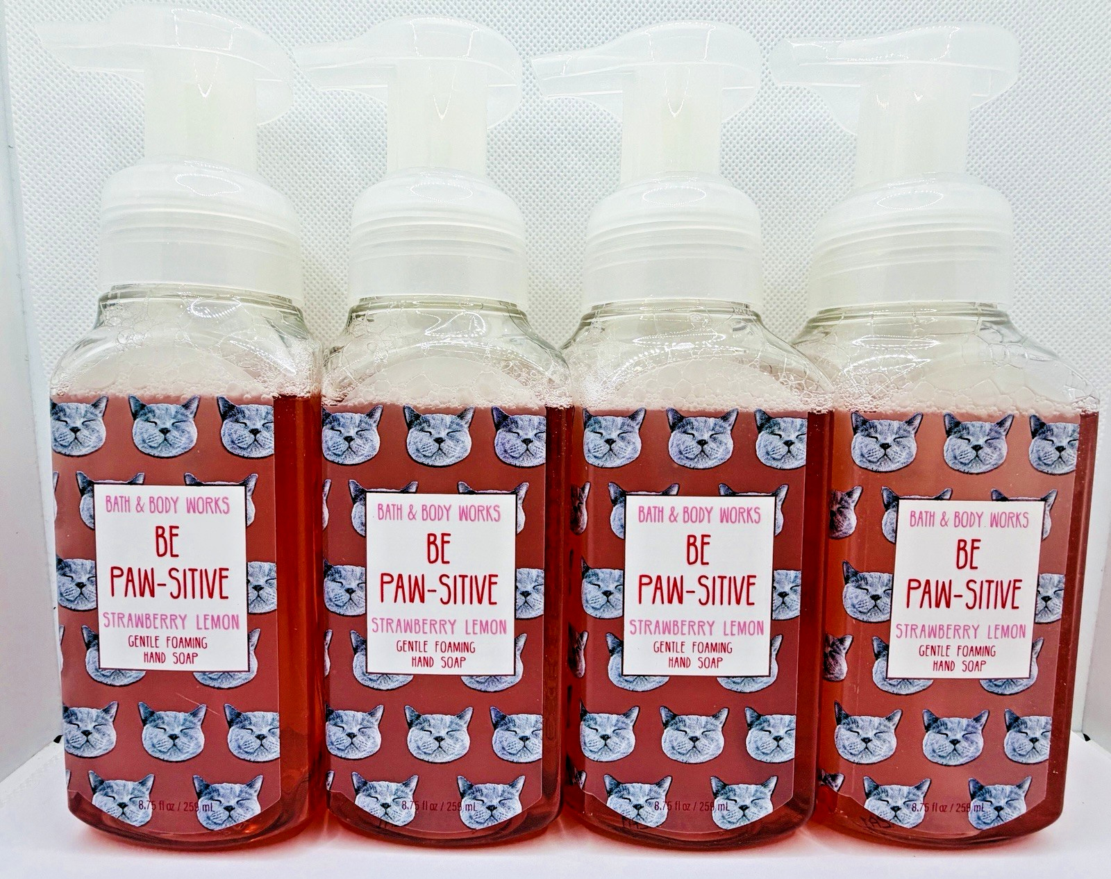 Bath & Body Works Be Paw-Sitive Strawberry Lemon Foaming Hand Soap 8.75 Oz x4
