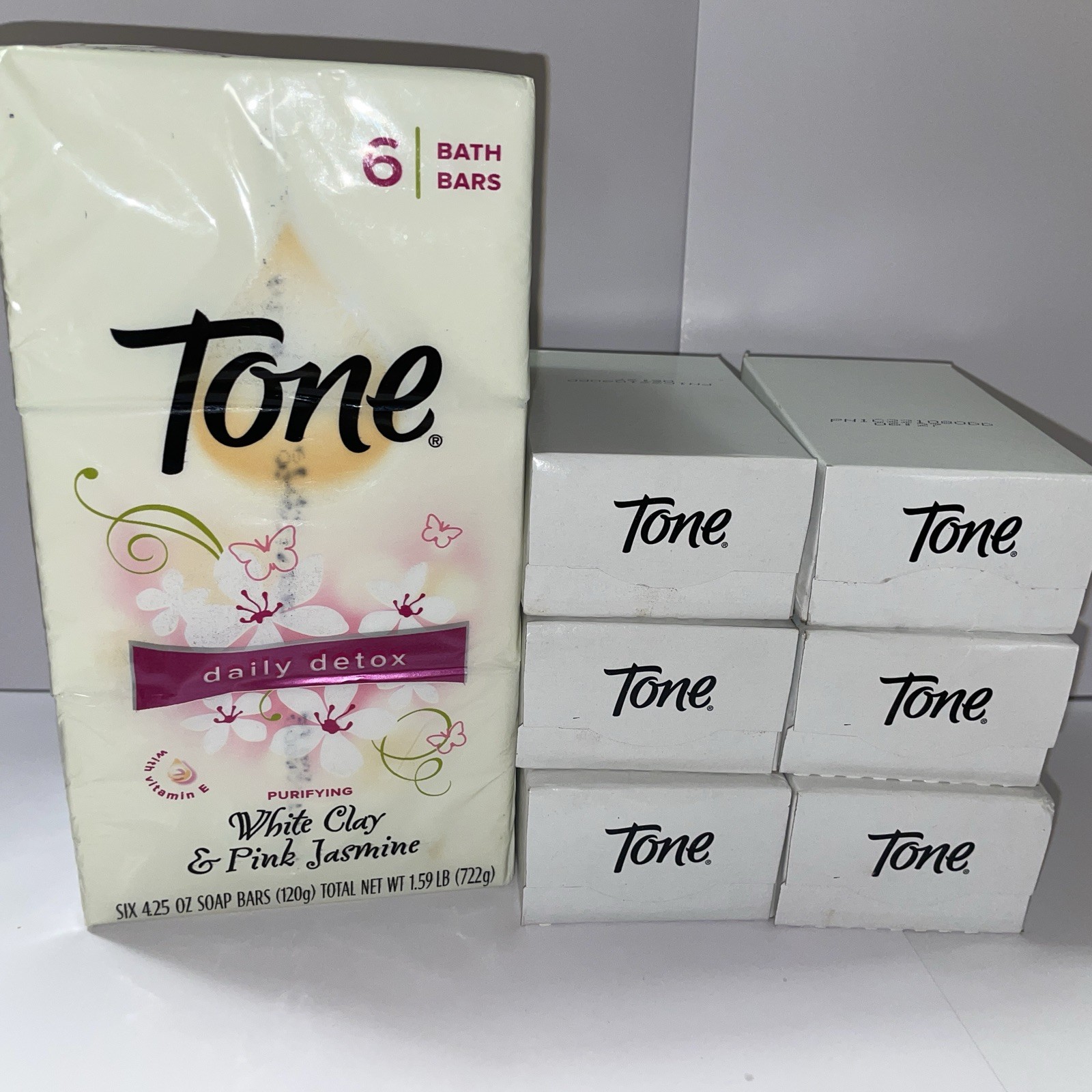 Tone Daily Detox Purifying White Clay & Pink Jasmine Bath Bar 4.25 oz Each 1x