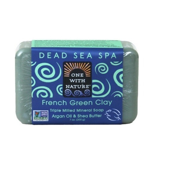One With Nature Dead Sea Argan Oil and Shea Butter French Green Clay Soap – 7 oz