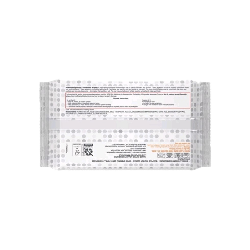 Kirkland Flushable Wipes 10 Pack 640 Count Fragrance Free Pre Moistened Bathroom
