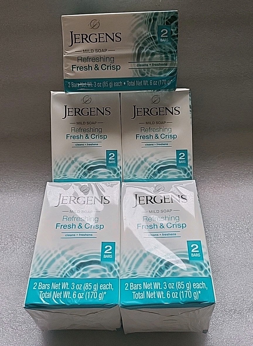 5x Lot Jergens Fresh & Crisp Mild Soap 10 Bars Total New Sealed