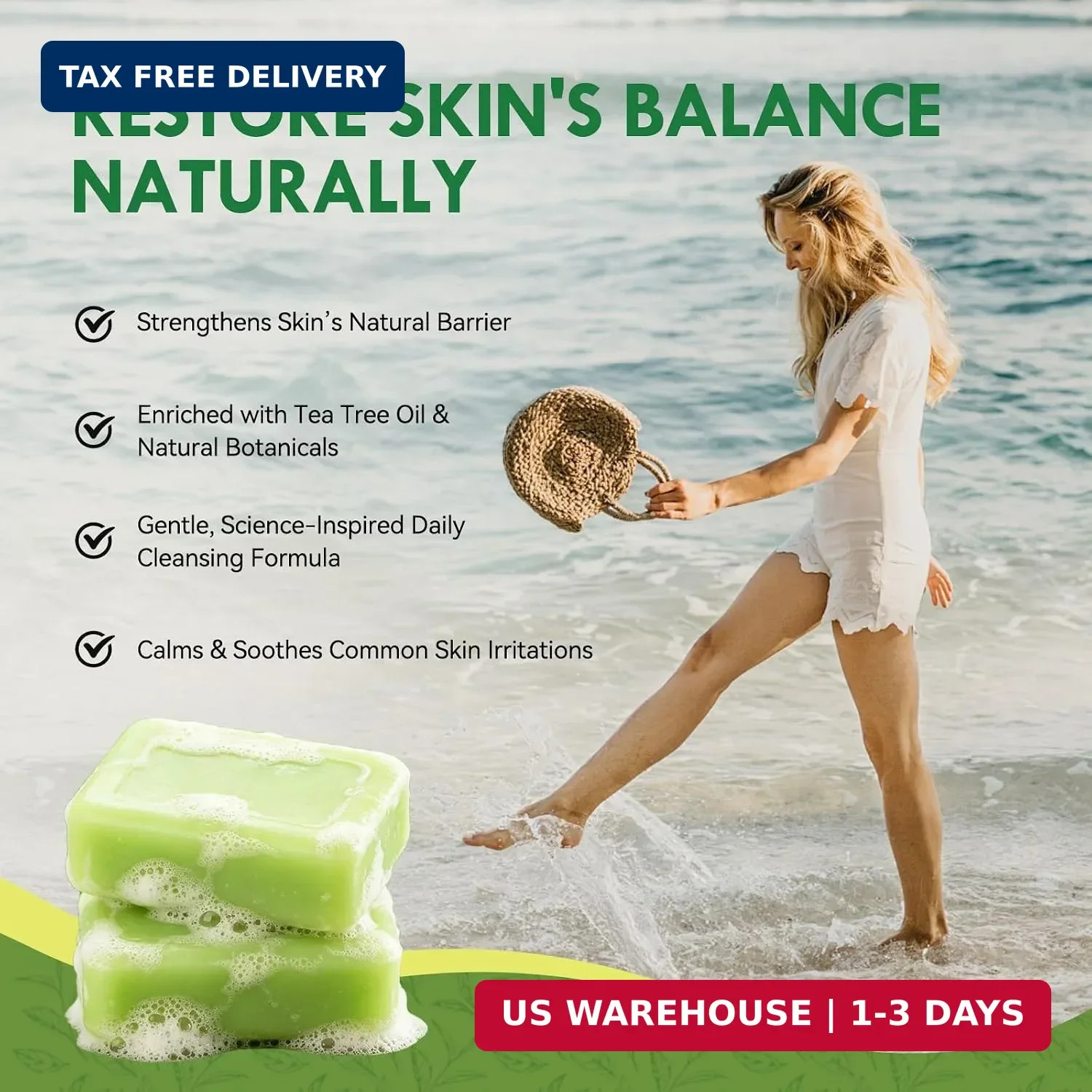 Antifungal Soap Bar for Men & Women: Tea Tree Oil Antifungal Soap for Athlete’s
