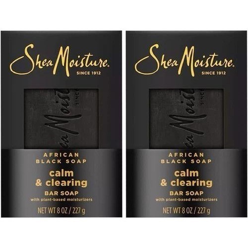 (2) SheaMoisture Plant-based African Black Soap Calm&Clearing Bar Soap 8oz/227g