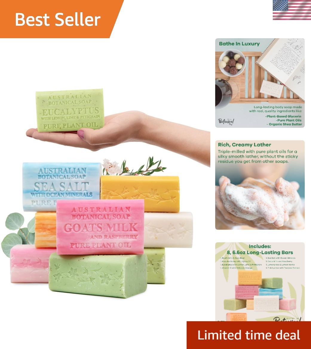 Sustainable 6.6oz Soap Bars – 8 Vibrant Scents Enriched with Shea Butter