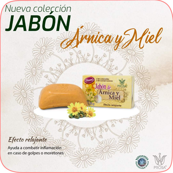 PROSA Jabón Árnica y Miel / Arnica & Honey Bar Soap Relaxing Effect 90g