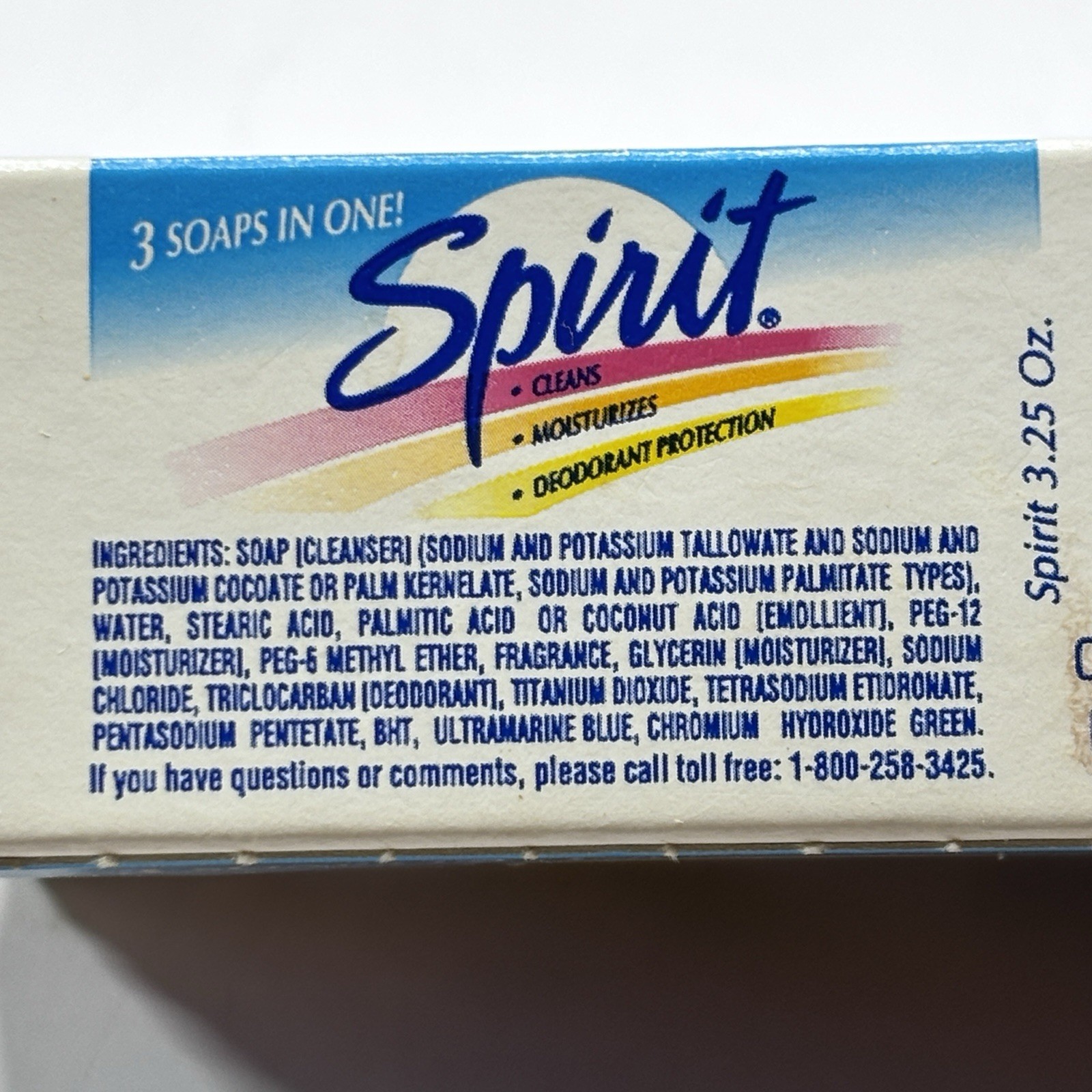 Vintage 1990s Spirit 3 in 1 Soap Blue Bath Size 3.5 Oz NIB