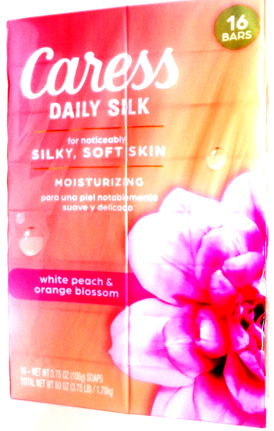 Caress Soap Daily Silk Beauty, White Peach & Orange Blossom, 3.75 oz 16 Bars