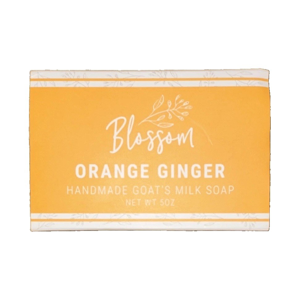 Blossom Orange Ginger Handmade Goat Milk Soap Bar 5 oz Cream Orange Body Hands