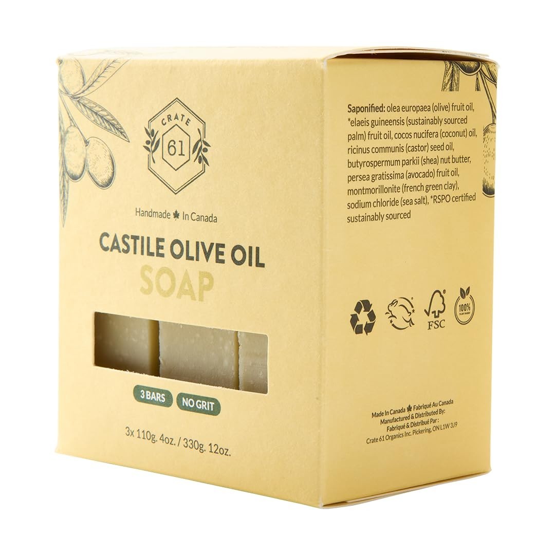 Crate 61 Cold Process Soap – 3 Pack Unscented, All Natural & Biodegradable