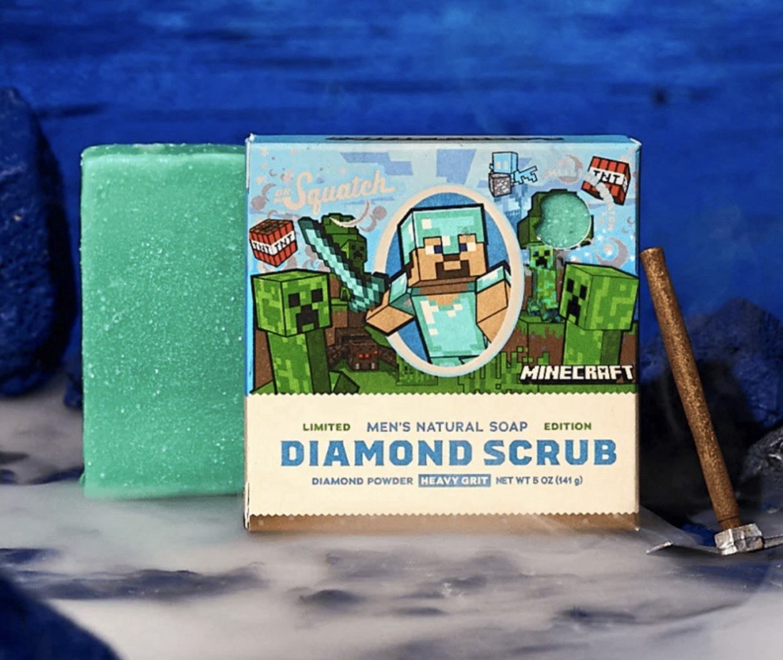 Dr. Squatch Limited Edition MINECRAFT Diamond Scrub Soap Heavy Grit 5oz