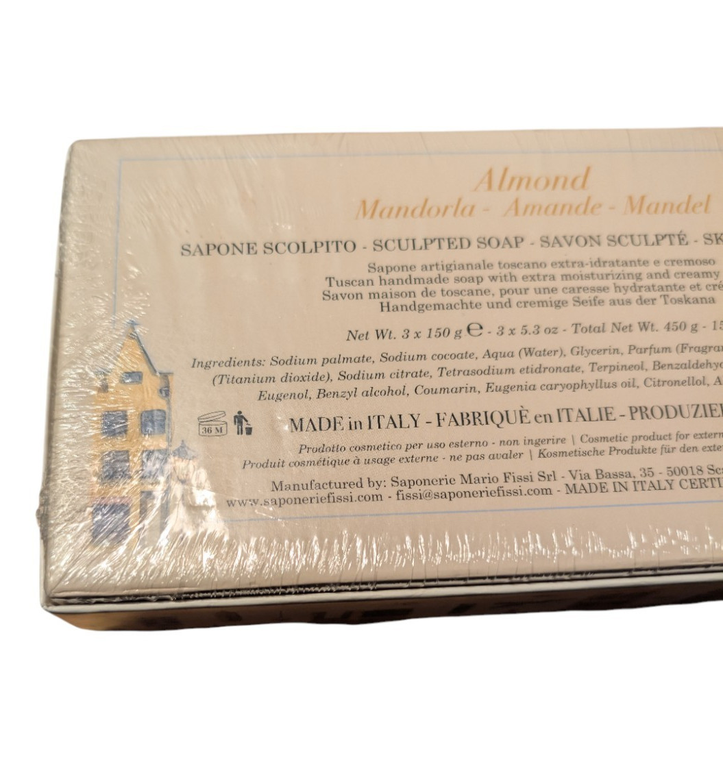 NEW Saponerie Fissi Italian Almond Scented Bar Soap 15.9 oz SEALED Italy